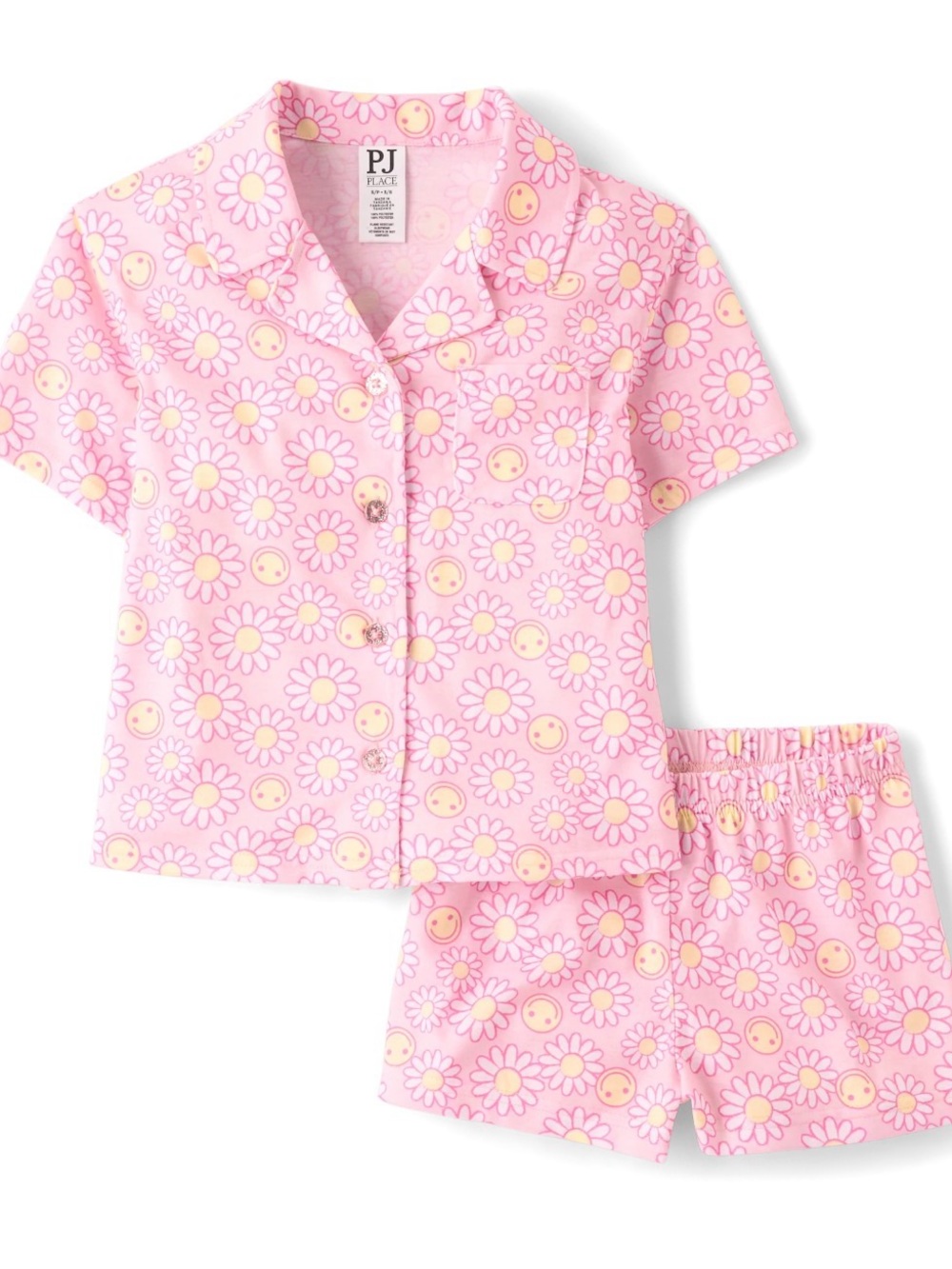 Place Pink Daisy Smile Short Pajama Set for Kids